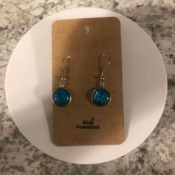 Blue dangle earrings handmade - Picture 2 of 2